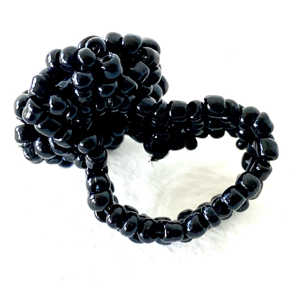 Black Beaded Stretch Ring